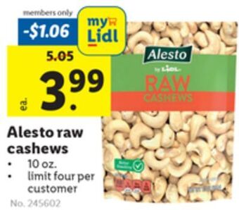 Lidl Alesto raw cashews offer