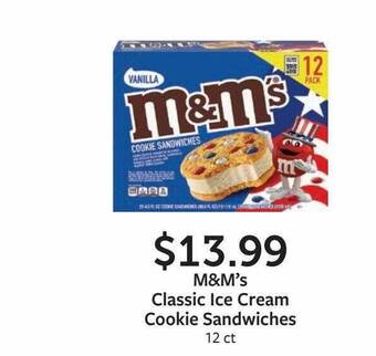Fareway M&m's classic ice cream cookie sandwiches offer