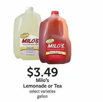 Fareway Milo's lemonade or tea offer