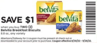 Albertsons Belvita Breakfast Biscuits offer