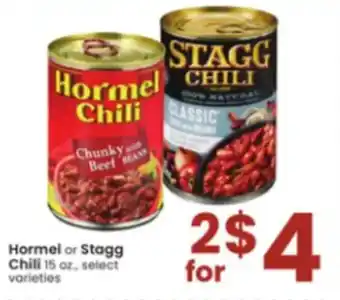 Albertsons Hormel or Stagg Chili offer