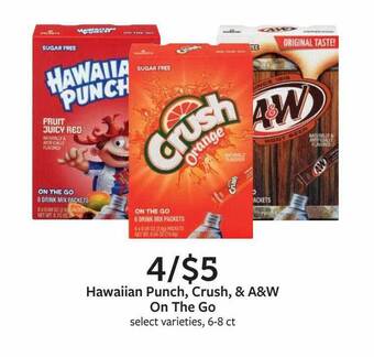 Fareway Hawaiian punch, crush & a&w on the go offer