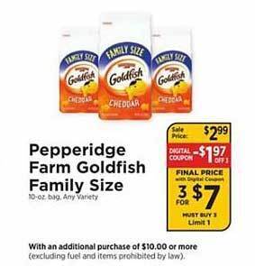 ShopRite Pepperidge farm goldfish family size offer