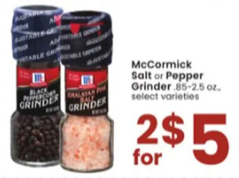 Albertsons McCormick Salt or Pepper Grinder offer