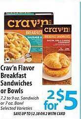 ACME Crav'n flavor breakfast sandwiches or bowls offer
