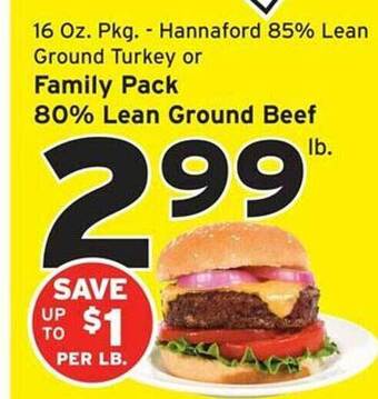 Hannaford Family pack 80% lean ground beef offer