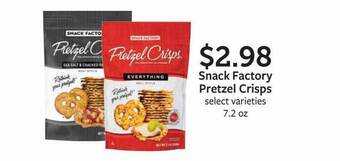Fareway Snack factory pretzel crisps offer