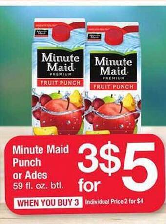 Safeway Minute maid punch or ades offer