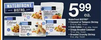 Safeway Waterfront bistro coconut or tempura shrimp, crab cakes, crispy breaded calamari, breaded crunchy shrimp offer