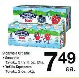 Safeway Stonyfield organic smoothie, yokids squeezers offer