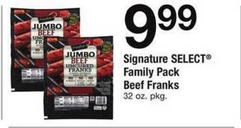 Safeway Signature select family pack beef franks offer
