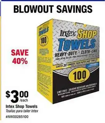 Napa Intex shop towels offer