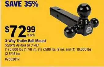 Napa 3-way trailer ball mount offer