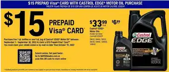 Napa Castrol edge motor oils offer