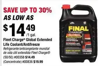 Napa Fleet charge global extended life coolant-antifreeze offer