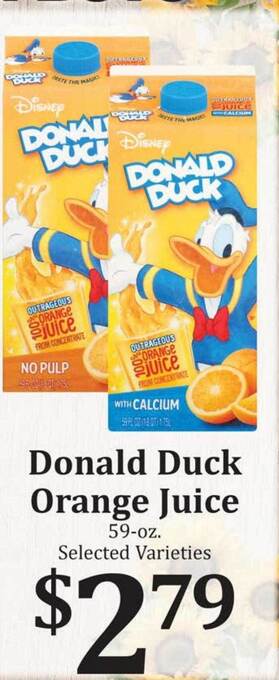 Rosauers Donald duck orange juice offer