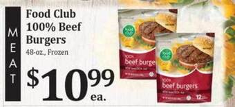 Rosauers Food club 100% beef burgers offer