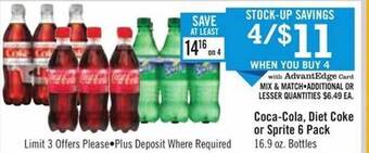 Price Chopper Coca-cola, diet coke or sprite 6 pack offer