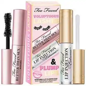 Kohl's Too faced voluptuous lashes & plump lips mini mascara & lip set offer