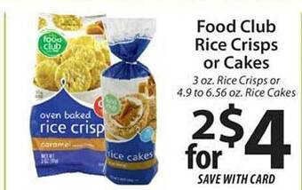 ACME Food club rice crisps or cakes offer