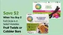 Maceys Fruit twists or cobbier bars offer