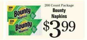 Morton Williams Bounty napkins offer