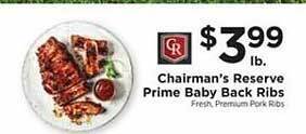 ShopRite Chairman's reserve prime baby back ribs offer
