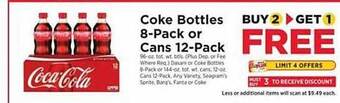 ShopRite Coke bottles 8-pack or cans 12-pack offer