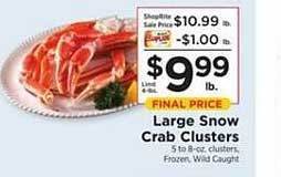 ShopRite Large snow crab clusters offer