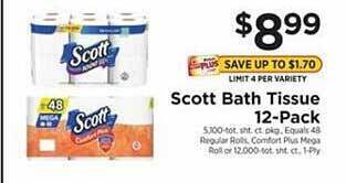 ShopRite Scott bath tissue 12-pack offer