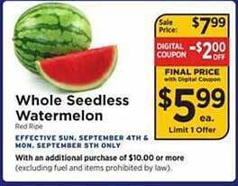 ShopRite Whole seedless watermelon offer