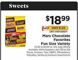 ShopRite Mars chocolate favorites fun size variety offer
