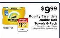ShopRite Bounty essentials double roll towels 6-pack offer