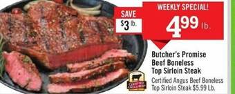 Price Chopper Butcher's promise beef boneless top sirloin steak offer