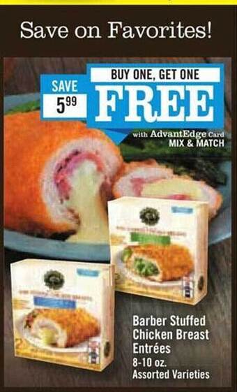 Price Chopper Barber stuffed chicken breast entrées offer