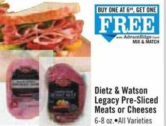 Price Chopper Dietz & watson legacy pre-sliced meats or cheeses offer