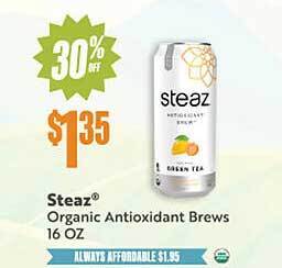 Natural Grocers Steaz organic antioxidant brews offer