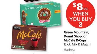 Family Dollar Green mountain, donut shop, or mccafe k-cups offer