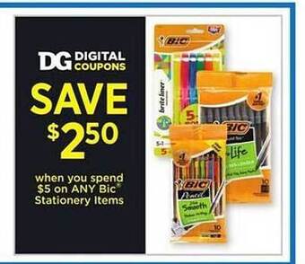 Dollar General Bic stationery items offer