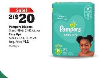 Family Dollar Pampers diapers or easy ups offer