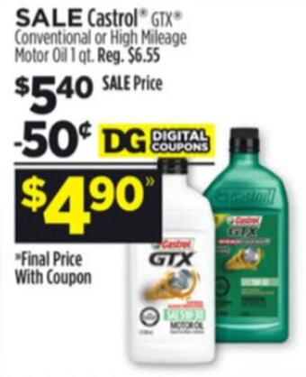 Dollar General Castrol GTX Conventional or High Mileage Motor Oil 1 qt. offer