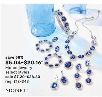 JC Penney Monet jewelry select styles offer