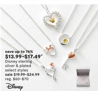 JC Penney Disney sterling silver & plated select styles offer
