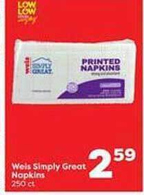 Weis Markets Weis simply great napkins offer