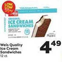Weis Markets Weis quality ice cream sandwiches offer