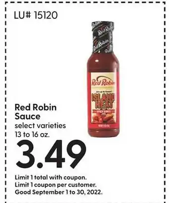 Hy-Vee Red robin sauce offer