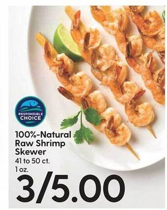 Hy-Vee 100% natural raw shrimp skewer offer