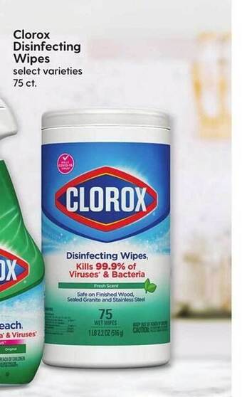 Hy-Vee Clorox disinfecting wipes offer