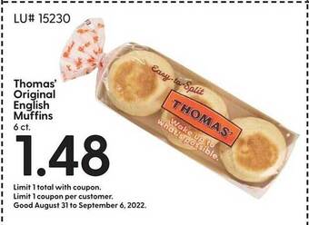 Hy-Vee Thomas' original english muffins offer