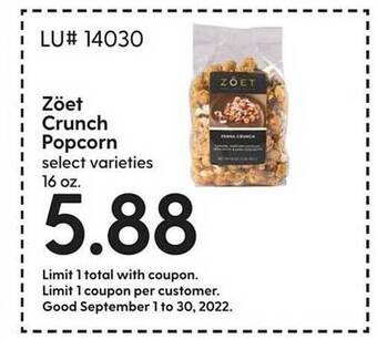 Hy-Vee Zöet crunch popcorn offer